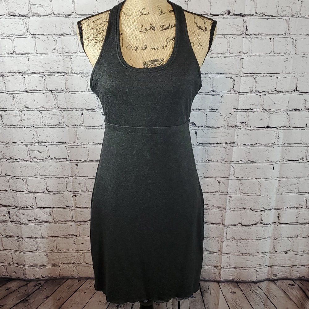 Mondetta Charcoal Gray Knit Racerback Dress Size M